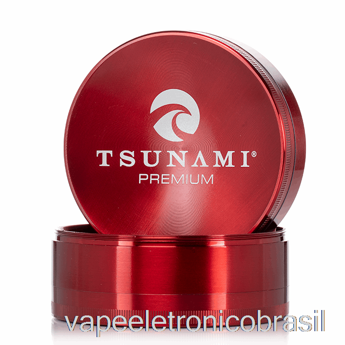 Vape Eletronico Tsunami 3,9 Polegadas Moedor Superior Afundado De 4 Peças Vermelho (100 Mm)